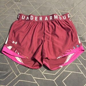 Under Armour Women's Maroon and Pink Shorts